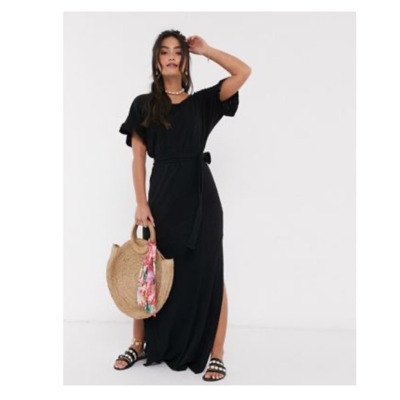 ASOS Dresses & Skirts - NWT • ASOS Black Maxi with Adorable Ruffle Detail